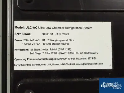 Trane Farrar Trane Technologies Ultra Low Storage Chamber, Model ULC 259