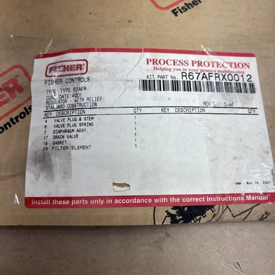 New | in-Stock INDUSTRIAL MRO FISHER CONTROLS R67AFRX0012 Miscellaneous MRO Indiana US | J&J Industrial Supply #1421860