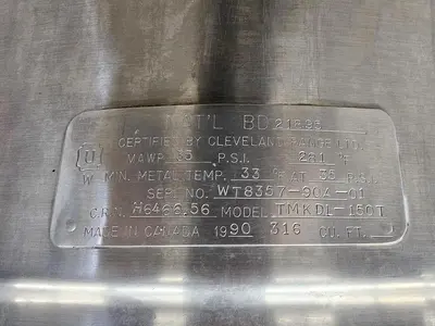 🔴 Heading to Auction May 27 - Used Twin 150 Gallon Cleveland Kettles, 316 Stainless Steel
