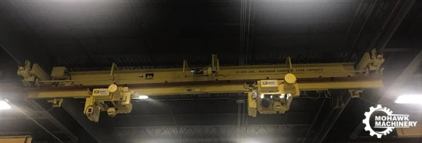15 TON (30000 LBS) 32' LOUDEN CRANE SYSTEM MOTORIZED BRIDGE CRANE W/(2) 7.5 TON YALE/SHAW BOX “WC3M” HOISTS WITH MOTORIZED TROLLEYS - REMOTE CONTROLS