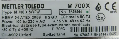 NEW METTLER TOLEDO M-700-X-S/VPW TRANSMITTER M700XSVPW 52-121-175