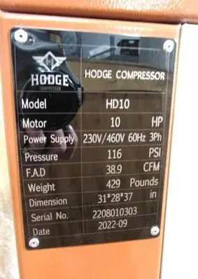 Used 2022 HODGE HD10 Compressor Packages Illinois US | Aucto #1335139