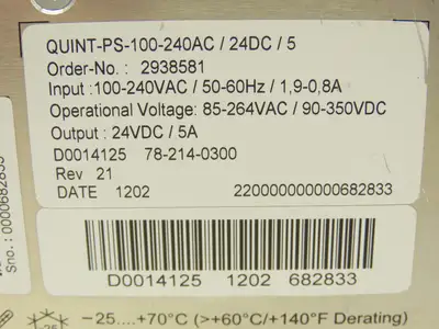Phoenix Contact QUINT-PS-100-240AC/24DC/5 2938581 Power Supply 24VDC/5A Lot of 3