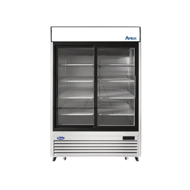 New | in-Stock Atosa New Atosa MCF8709GR Bottom Mount (2) Sliding Glass Door Refrigerator Display Refrigerators Illinois US | Falcon Restaurant Supply #1375462