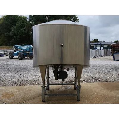 Used Stainless Steel Sanitary Insulated Slant bottom Liquid Tank  - 500 Gallon