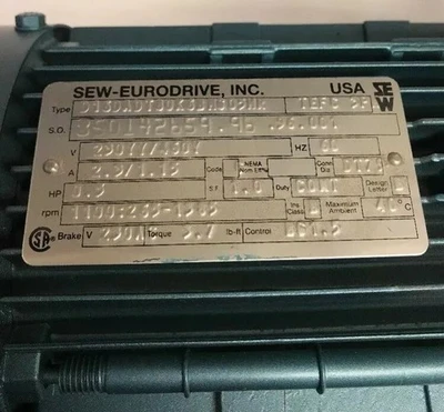 NEW Sew Eurodrive D16DADT80K6BM605HR