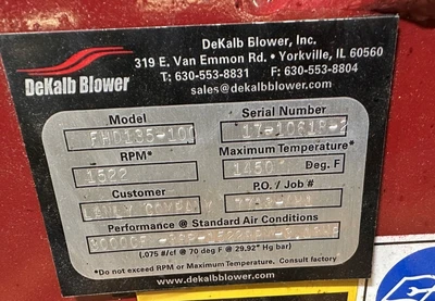 DEKALB FHD-135-1000 FURNACE BLOWER