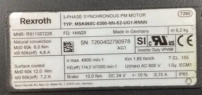 USED Rexroth MSK060C-0300-NN-S2-UG1-RNNN
