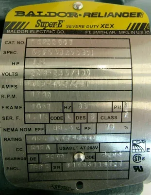 NEW BALDOR ECP3584T MOTOR 1.5HP 1760RPM 208-230/460V 05F008X008G1 2-1/4"x7/8"