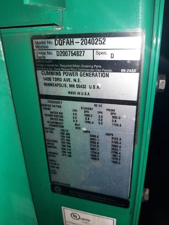 USED 2020 CUMMINS QST30-G17