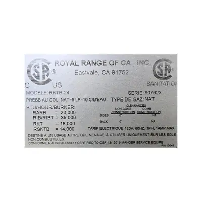 USED ROYAL RKTB-24