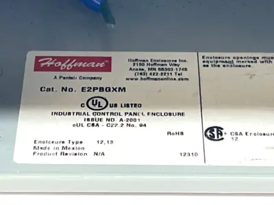 E2PBGXM,800FP-F3PX10 | Hoffman E2PBGXM Enclosure w/ Allen Bradley 800FP-F3PX10 800FM-MT44LE 800F-X01 - Used