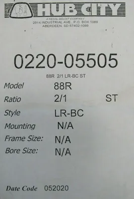 NEW HUB CITY 0220-05505 GEAR BOX 2:1 88R LR-BCST 1-3/8" DIA. 022005505