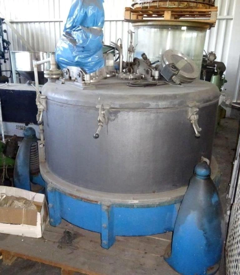 Luwa-Heine 342 gastight perforate basket centrifuge, rubber-lined.
