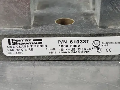 Ferraz Shawmut 61033T Fuse Block 100A 600V. Loc4E24
