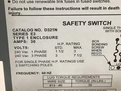 USED SQUARE D D321N