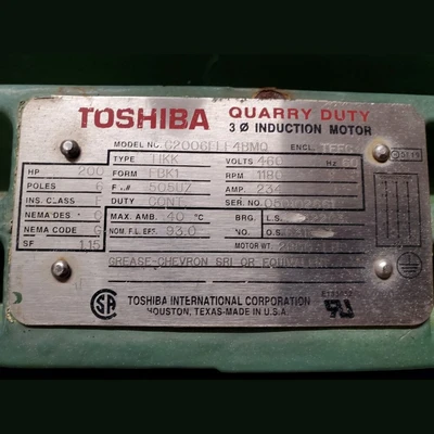 Used TOSHIBA INTERNATIONAL C2006FLF4BMQ A.C. Motors US | Savona Equipment LTD #1325886