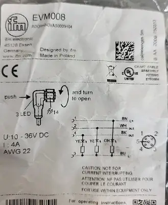IFM EVM008 Sensor Cable Loc5C5