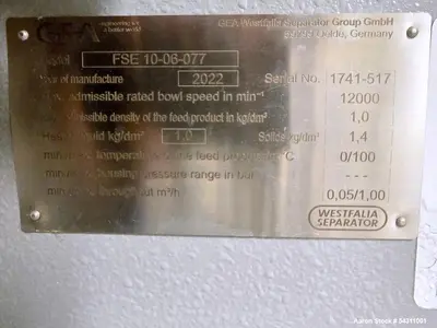 USED GEA WESTFALIA FSE 10-06-077