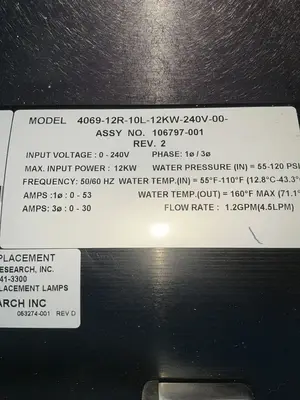 Used CHAMBIR 406912R10L12KW240V00 Laser Accessories and Consumables Ohio US | HGR 24 #1520854