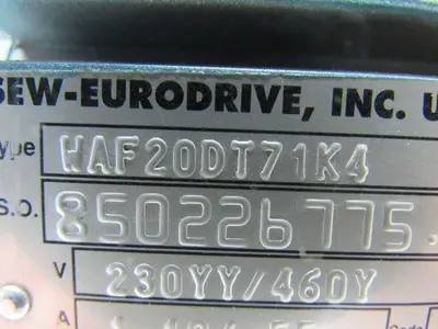 SEW-EURODRIVE WAF20DT71K4 Gear Motor .25HP 230/460V 3PH 23 RPM Hollow Shaft
