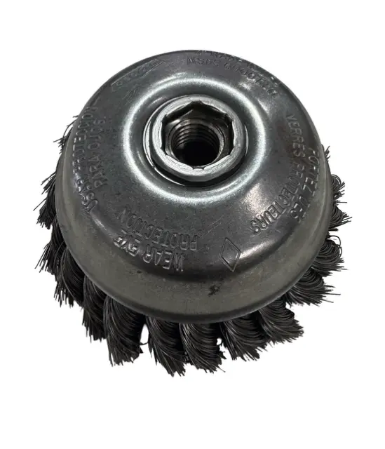 Osborn 4" Knotted Wire Cup Brush, 5/8-11 Arbor, .014" Bristle Wire USA Made