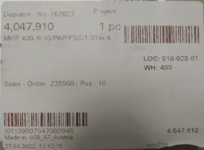 NEW FRONIUS 4-047-910 MIG/MAG ROBOT WELDING MHP 400I R/G/PAP/FSC/1,31M/4 4047910