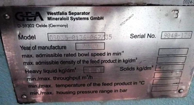 (4) Westfalia OSD 35-0136-067/35 oil purifiers, SS.