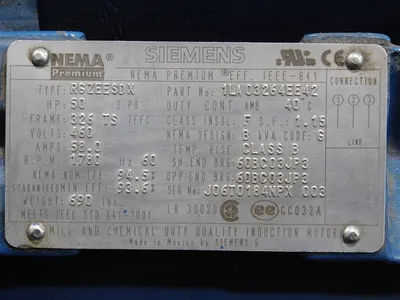 Siemens RGZEESDX NEMA Premium Eff. Motor 50HP 460V 58A 1780RPM New