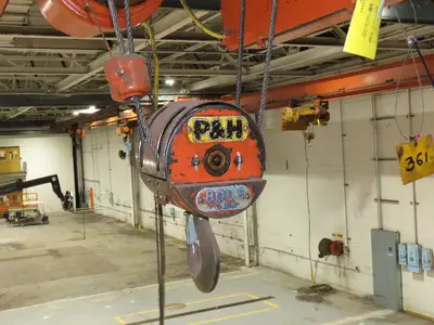 Cleveland Tramrail P&H 4 Ton Single Girder Underhung Bridge Crane 45' 10" Span