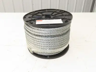 1DLA6 Galvanized Steel Cable 7x19 Strand 3/8" OD 150' Length 2880 lbs Safe Load