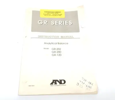 Used A&D Company GR-202, GR-200, GR-120 Test Equipment Manuals Michigan US | Maverick Industrial Sales #1460957