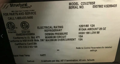 72-0191 Structural Concepts Oasis COU2765R Self Contained Dual Service Cooler