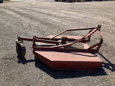 60” three point brush hog, three point mount is bent, no PTO shaft, no-flat rear caster, was able to...