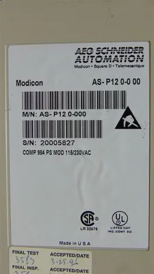 AEG Modicon AS-P12 0-0 00 Power Supply Module Used