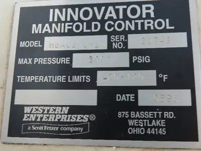 Western Innovator HBAC2-5-2 Helium Gas Manifold Changeover Control Station