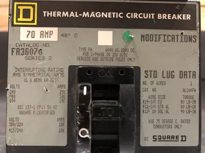 Used SQUARE D FA36070 Switchgears British Columbia CA | Lenmark #244316