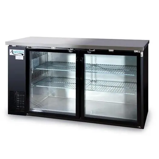 60" Glass Door Back Bar Refrigerator with Stainless Steel Top and LED Lighting -
