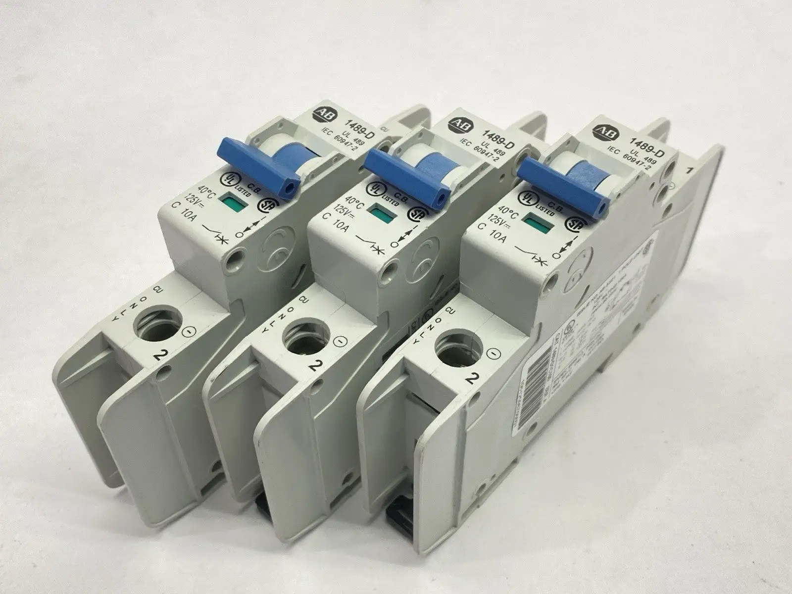 1489-D1C100 | Allen Bradley  Ser A Circuit Breaker 1-Pole 10A 125V LOT OF 3 - Used