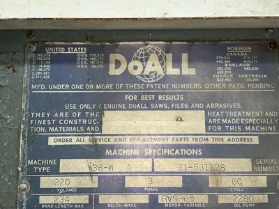 Used DOALL 36W Vertical Band Saws Ohio US | HGR 24 #1545775