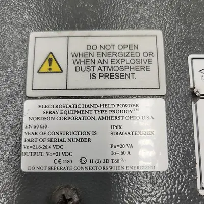 Used NORDSON NORDSON MODEL: 1101388 PRODIGY MANUAL POWDER SPRAY SYSTEM CONTROL BOX - ELECTROSTATIC Misc Electrical & Power Parts | ND Industrial Surplus #1221308