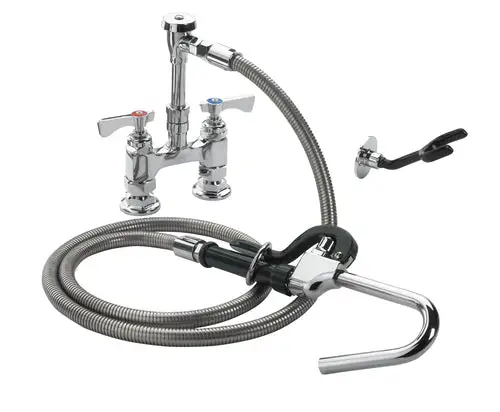 Krowne 20-204L Deck Mount Pot Filler Faucet w/ 72" Hose & Hook Nozzle