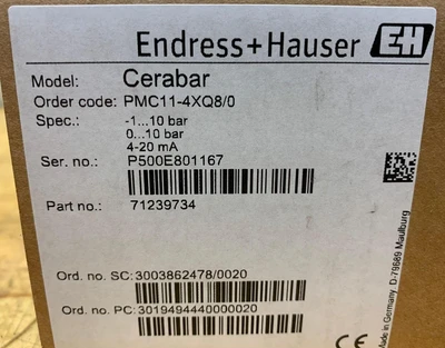 Endress Hauser PMC11-4XQ8/0 Pressure Sensors | Fram Fram LLC (6)