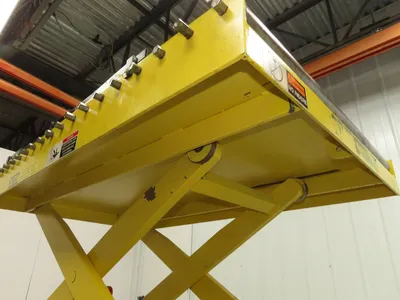 1000LB Scissor Lift Table 64" Travel 38x60" Gravity Roller Conveyor Top 3Ph