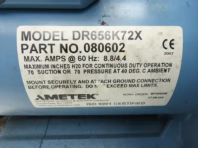 Used AMETEK _UNKNOWN_ Centrifugal Blowers Indiana US | Arrow Industrial #1366351