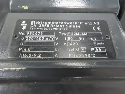 EMWB F112-4M Water Cooled AC Motor 4kw 1420rpm 220/400V 3PH 50Hz IEC 112M Metric