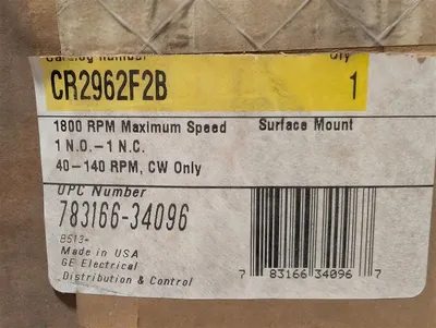 General Electric CR2962F2B Surface Mount Plugging Switch 40-140 RPM New NIB