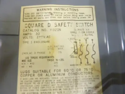 USED SQUARE D H321N