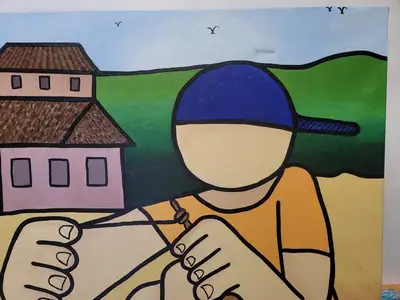 New | in-Stock FalconRestaurantSupply New Walmiru Original Faceless Painting on Canvas - Playing Bilboque 36" x 60" Estate & Personal Property Illinois US | Falcon Restaurant Supply #1376742