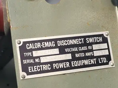 600 Amp 4160 Volts disconnect with capacitor and overload relay protection